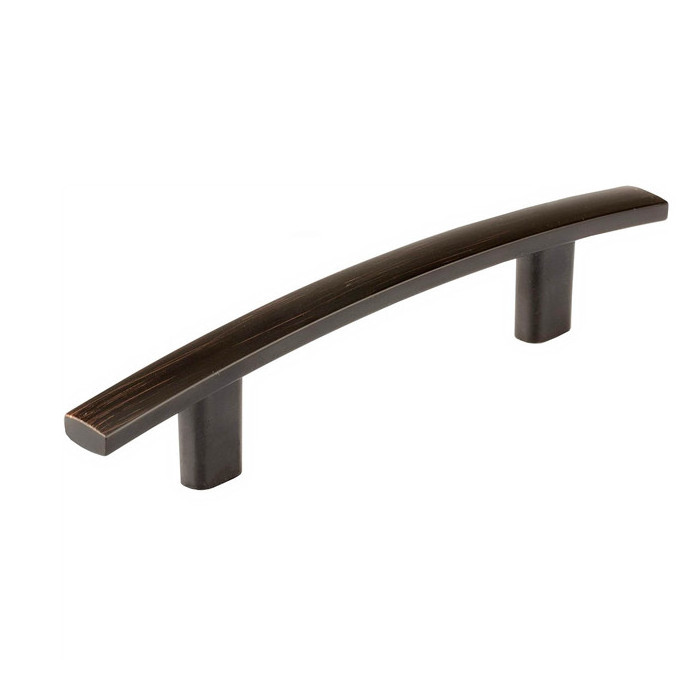 3 Inch Hole Center Brushed Brass Solid Curved Bar Cabinet Pulls Furniture Handle for Kitchen Cabinets