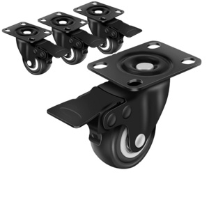 Heavy Duty Casters with Brake No Noise Locking Casters with Polyurethane (PU) Wheels, Swivel Plate Castors Pack of 4