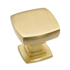 Popular Furniture Matte Gold Solid Drawer Knobs Square Brass Dresser Handle Knobs for Cabinets