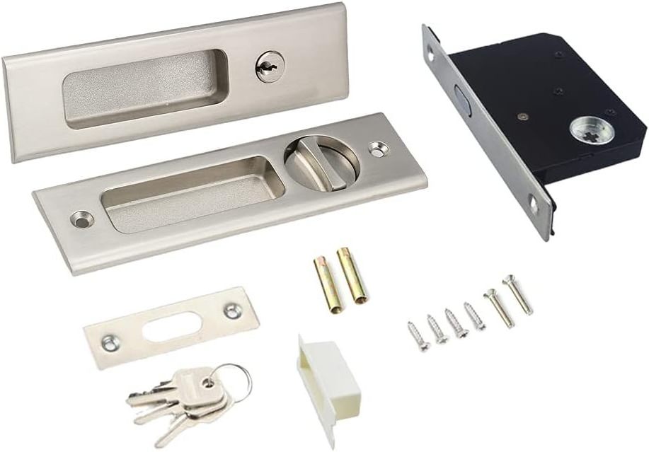 Pocket Door Lock with Key Recessed Sliding Door Mortise Double Barn Door Lock