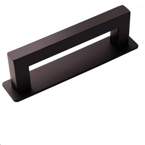 Durable Matte Black Square Cabinet Handles with Base Plate Stainless Steel for Kitchen Drawers Dressers Bedroom Office Use