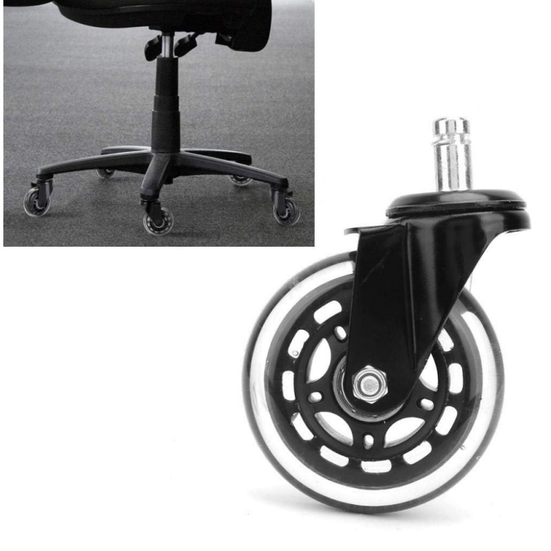 3 Inch Heavy Duty Office Chair Caster Wheels Rubber for Carpet Wood and Hardwood Floors for Bathroom Living Room Bedroom Use