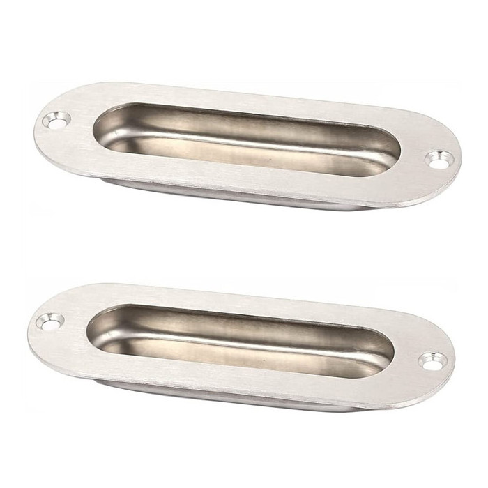 Hidden Recessed Pull Handle Stainless Steel Oval Flush Concealed Furniture Handle for Door Drawer Cupboard Cabinet Sliding Door