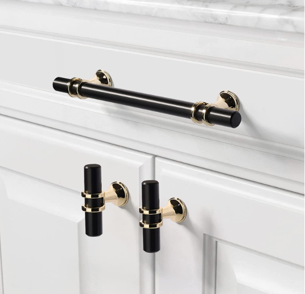 Luxury Alloy Cabinet Pulls in Gold and Black Kitchen Hardware for Cupboards Drawers Dressers for Bedroom Doors