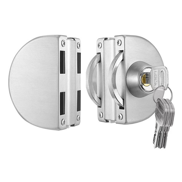 Glass Door Lock Durable Stainless Steel for 8 mm-12 mm  Double Bolts Swing Push Sliding Thickness Glass Door with 3 Keys