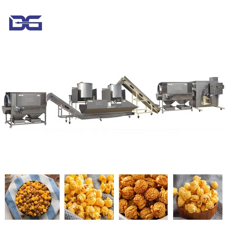 Automatic Continuous Flavored American Ball Popcorn Coater Equipment 200Kg/H Caramelized Air Popped Popcorn Making Machine