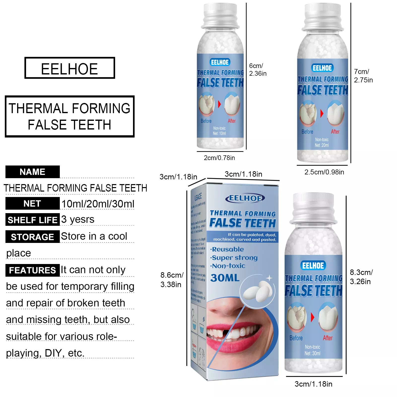 Teeth Repair Holiday Makeup Reusable Moldable Temporary False Teeth Solide Glue