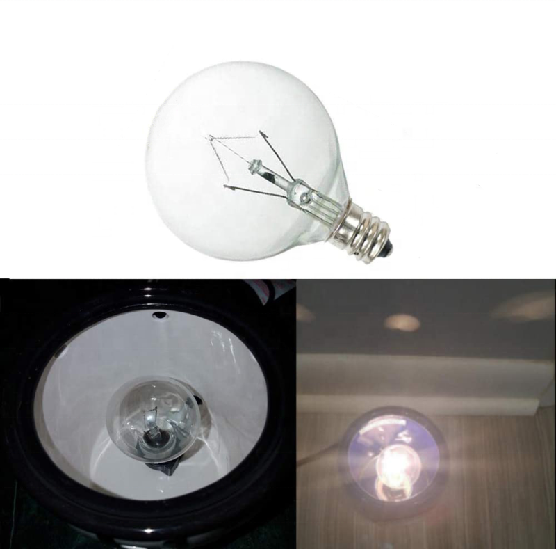 G16.5 Globe Incandescent bulb with E12 Candelabra Screw Base, G50 40W Replacement Light Bulbs For candle wax Warmers