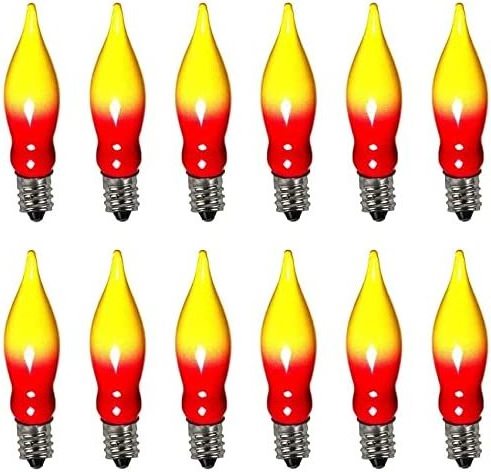 Red Yellow Christmas C18 Flame Shape for Window Candles Electric Menorah Night Light Bulbs 7W 120V E12 Candelabra Bases