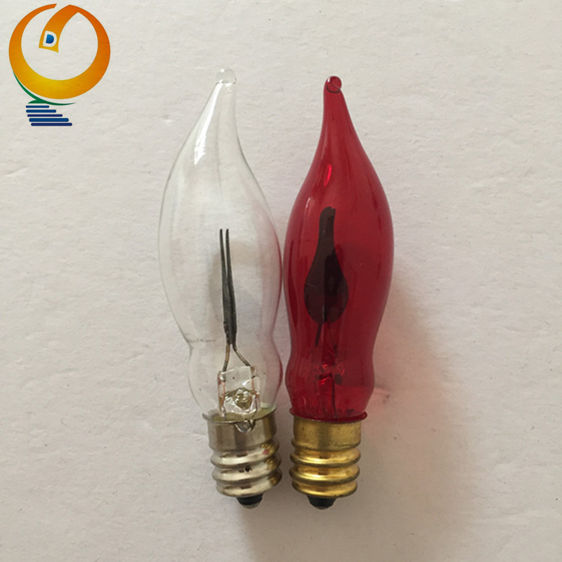 High Quality Classical Edison Light Bulb Clear Glass Candle Shape C18  Flicker Flame Bulbs for Christmas Decoration 120v 3w