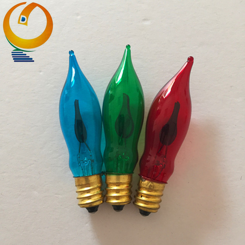 High Quality Classical Edison Light Bulb Clear Glass Candle Shape C18  Flicker Flame Bulbs for Christmas Decoration 120v 3w