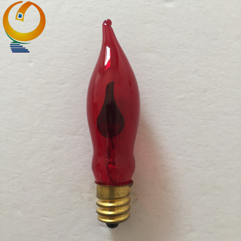 High Quality Classical Edison Light Bulb Clear Glass Candle Shape C18  Flicker Flame Bulbs for Christmas Decoration 120v 3w