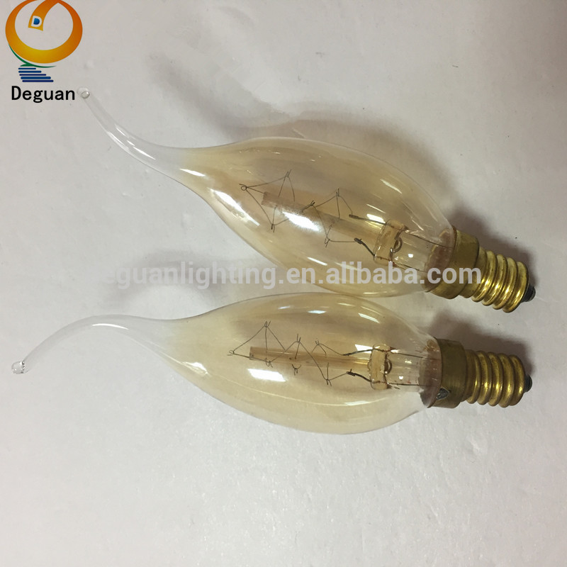 High Light Efficiency Soft Spiral Filament e14 Dimmable chandelier  Led Candle Bulb C35 110v 25w