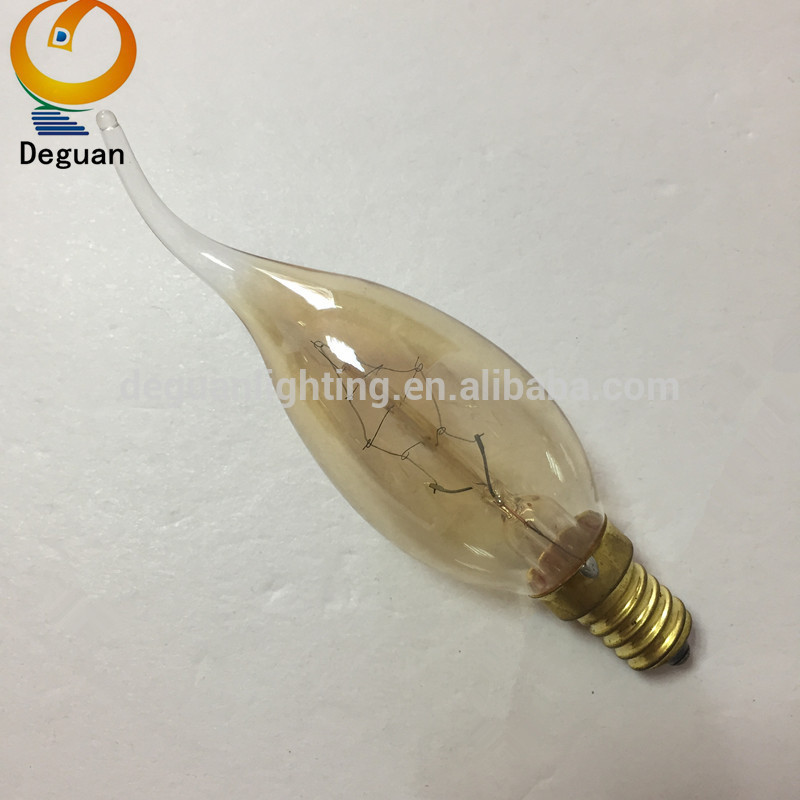 High Light Efficiency Soft Spiral Filament e14 Dimmable chandelier  Led Candle Bulb C35 110v 25w