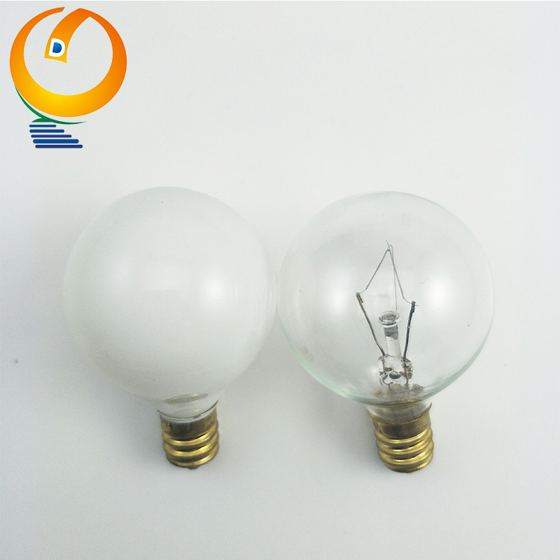 Hot Sale E12 Base G40 Round Incandescent Clear Bulbs 120V 15W 25W 40W bulbs for string lights