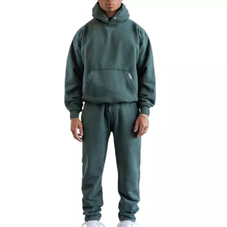 ML46Custom Vintage Zip Hoodie and Sweatpants Jogger Two Piece Printed Acid Wash Men'sTracksuit