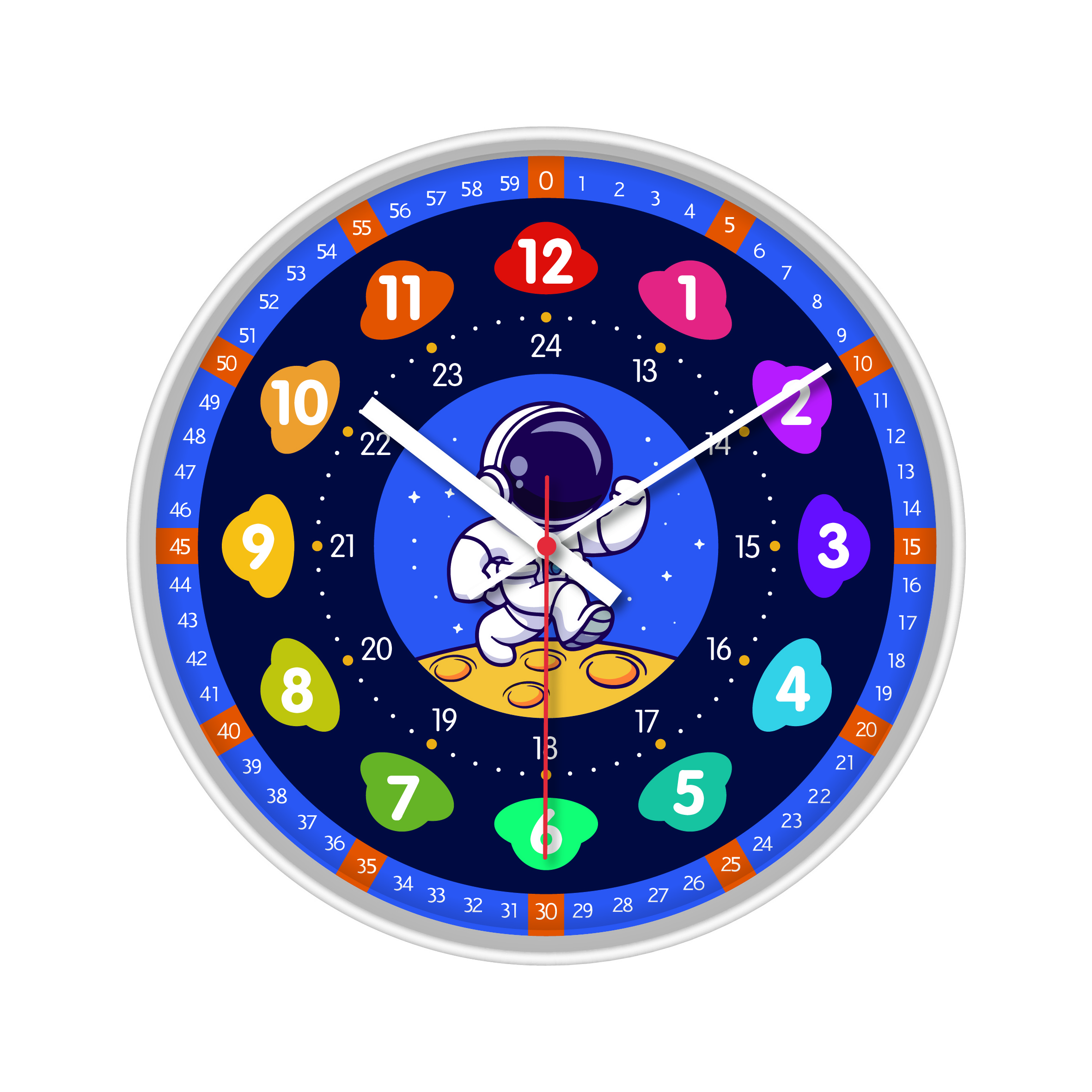 Children'S  Teaching Early Educational Wall Clocks For Study Silent Round Kids Learning Clock Custom Logo