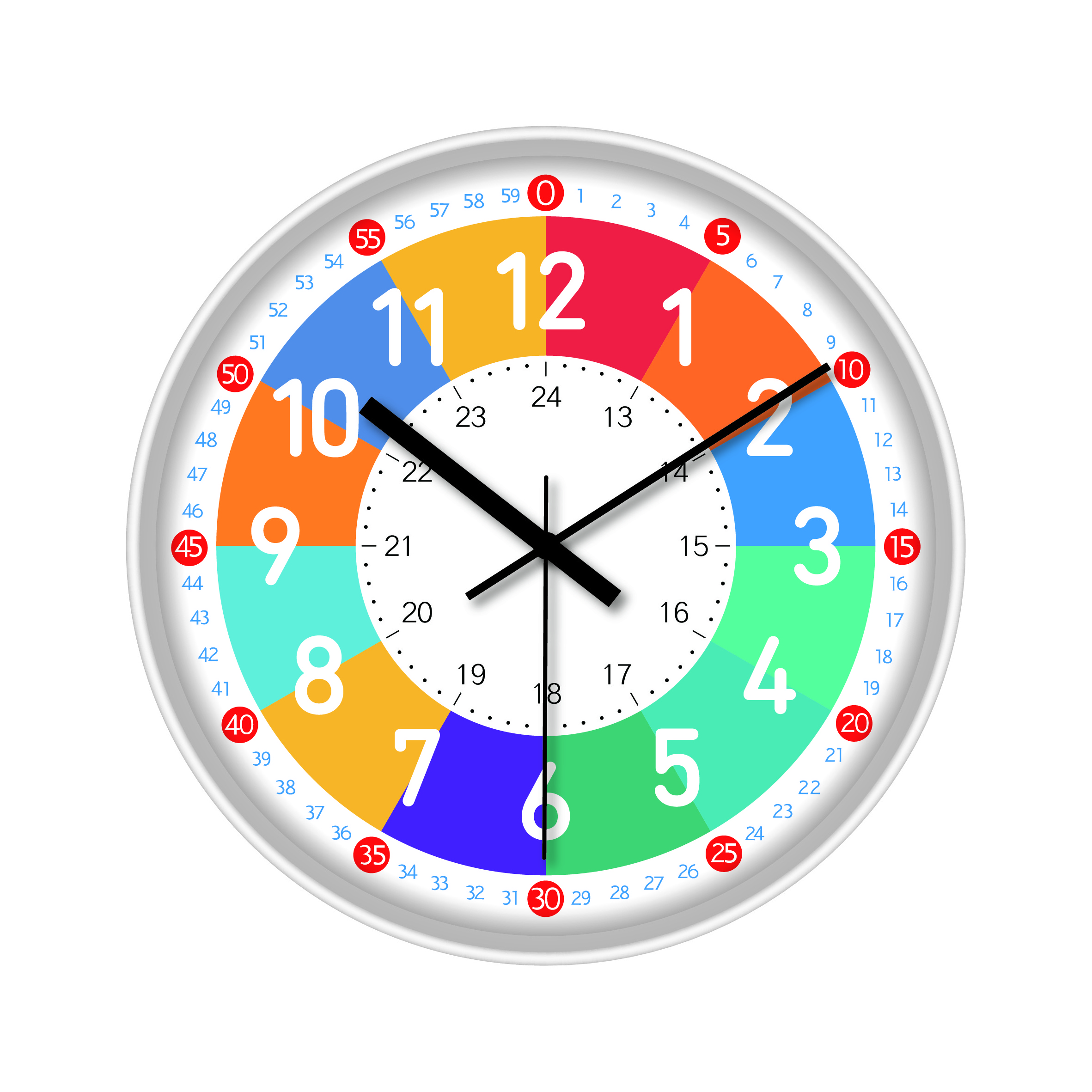 Children'S  Teaching Early Educational Wall Clocks For Study Silent Round Kids Learning Clock Custom Logo