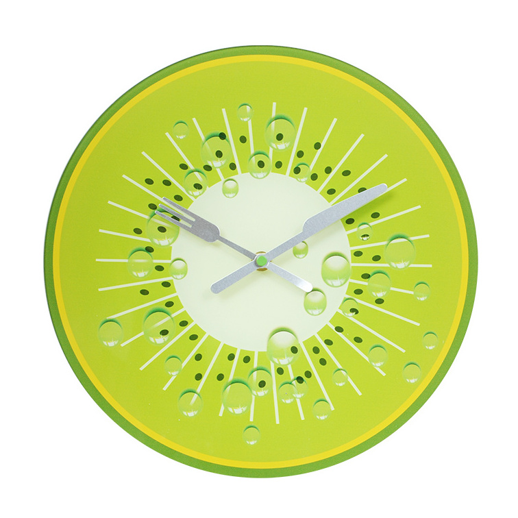 Deheng 12 inch Decorative Funny Fruit Vegetable Design Glass Wall Clock