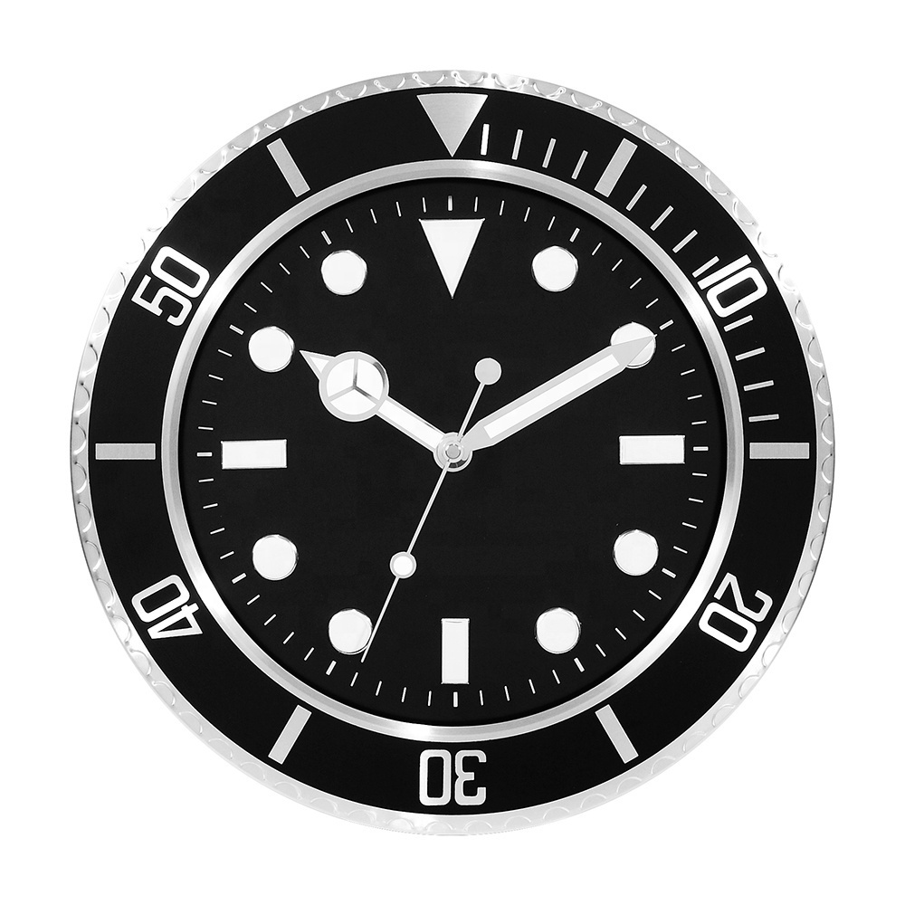 Round Modern Metal Luxury Wrist Wall Watch Clocks Silent Custom 3D Numbers Black Luminous Watch Wall Clock Large Diamond