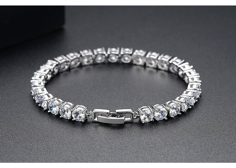 New Style Fashion Women Luxury Jewelry Classic Design 3A Round Zircon Tennis Bracelet