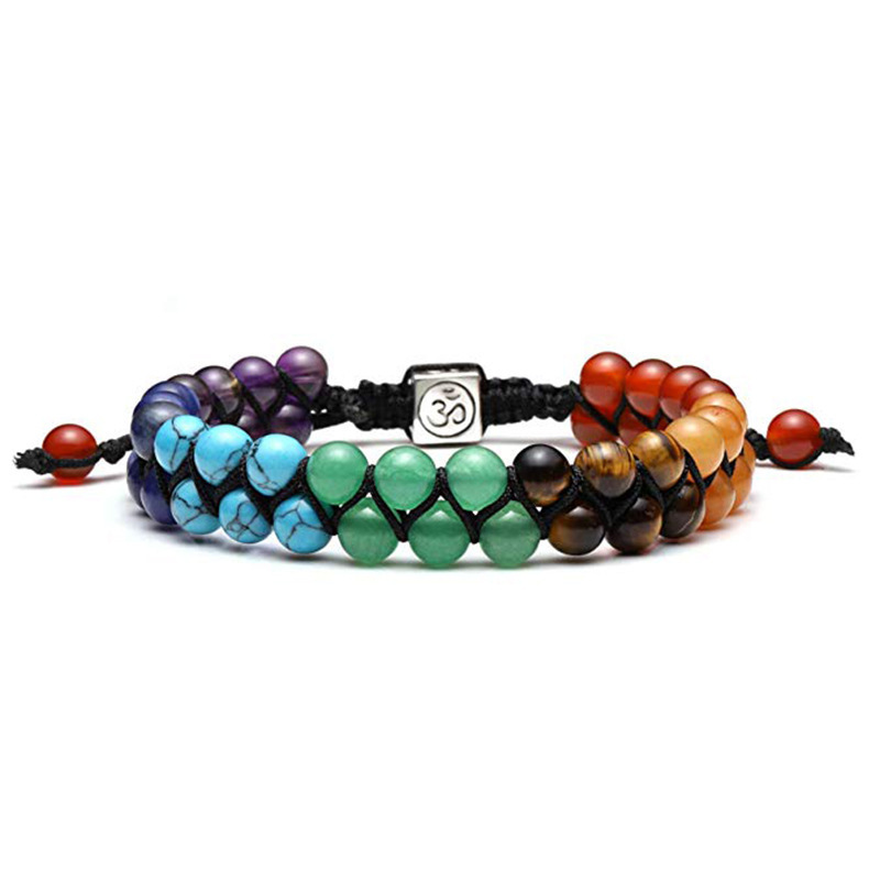 New Fashion Healing Natural Stone Bead Crystal White Braided Lava 7 Chakra Rope Bracelet for Men And Women