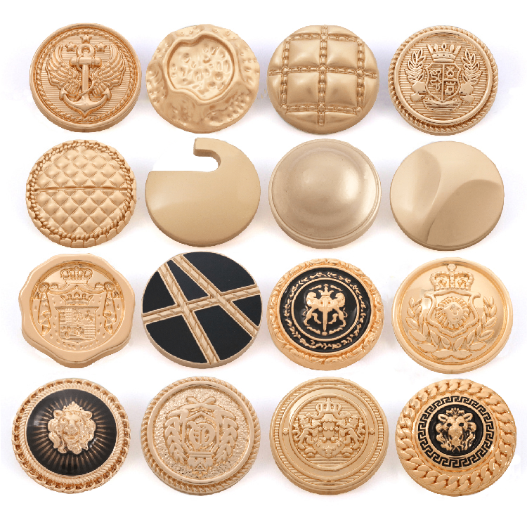 OEM ODM Custom Botones Personalizados Metal Logo Zinc Alloy Brass Button Embossed Blazer Coat Gold Shank Buttons for Clothes