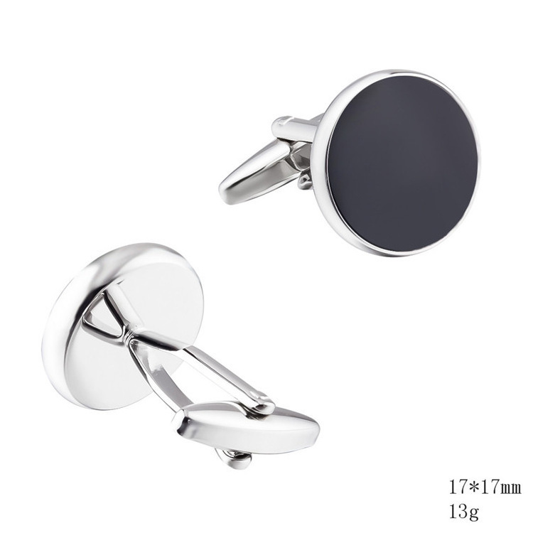 Custom Premium Suite Fancy Cufflink Men Black Stone Cufflinks Steel Rhodium Gold Carbon Back