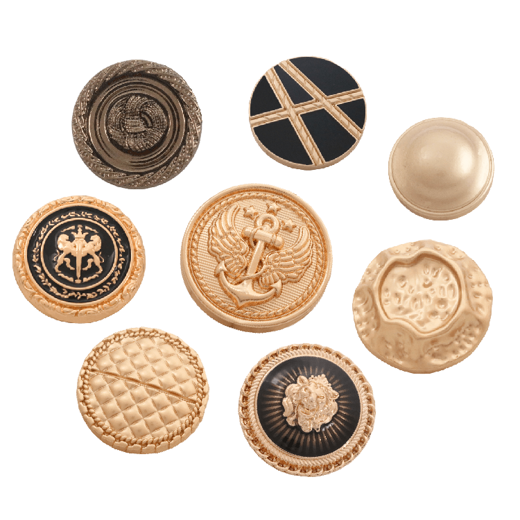 OEM ODM Custom Botones Personalizados Metal Logo Zinc Alloy Brass Button Embossed Blazer Coat Gold Shank Buttons for Clothes