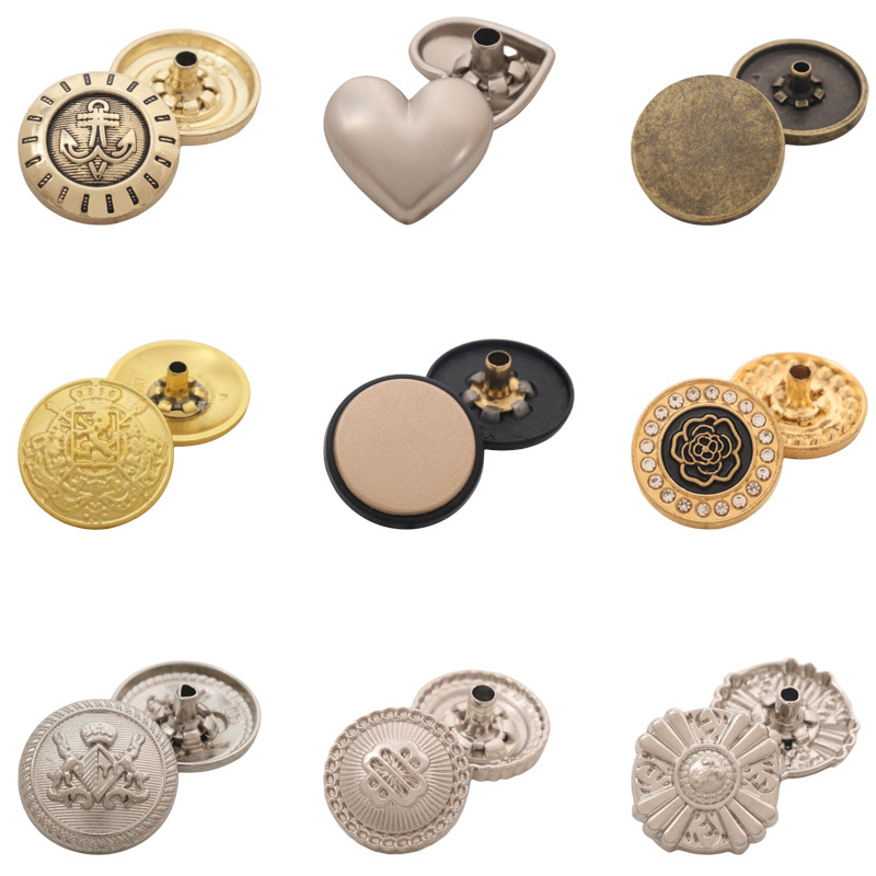 OEM ODM Custom Embossed Botones Cloth Sew Button Gold Metal Denim Buttons Custom Logo Shank Jeans Snap Button For Clothes