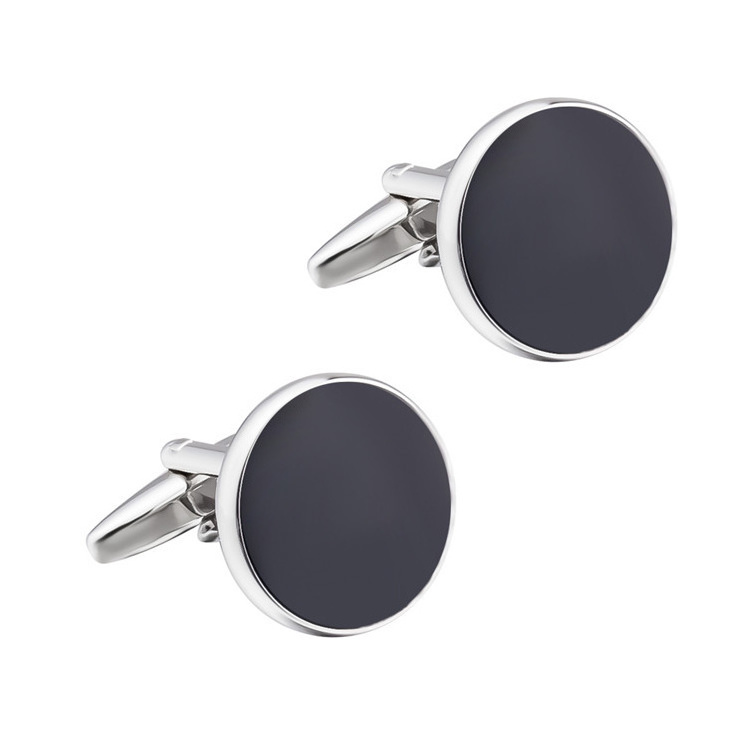 Custom Premium Suite Fancy Cufflink Men Black Stone Cufflinks Steel Rhodium Gold Carbon Back