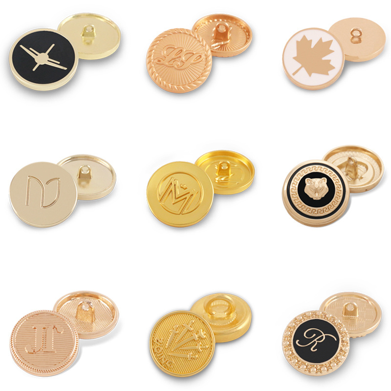 OEM ODM Custom Embossed Botones Cloth Sew Button Gold Metal Denim Buttons Custom Logo Shank Jeans Snap Button For Clothes