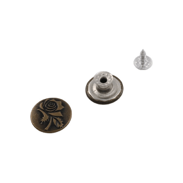 OEM ODM Custom Embossed Botones Gold Metal Logo Buttons Rivets Tack Jeans Button Cloth for Denim Jacket Clothing