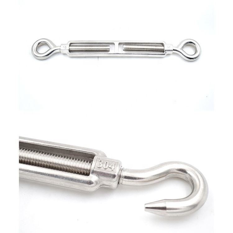 M20 polished eye to hook type stainless steel din1480 turnbuckle