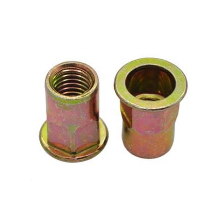 m6 GB grade 4.8 carbon steel flat half hollow hex rivet nut