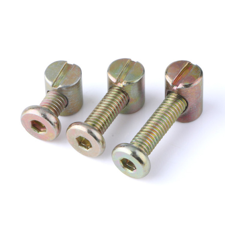 Steel round head hex socket barrel nut and decorative connecting furniture bolt