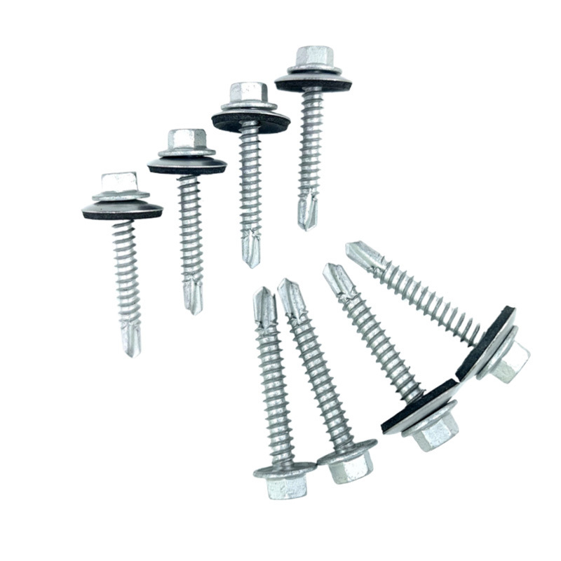 Zinc plated drywall hex head screw self drilling tek 1 with epdm washer