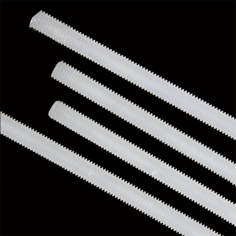 Custom length white nylon plastic threaded rod