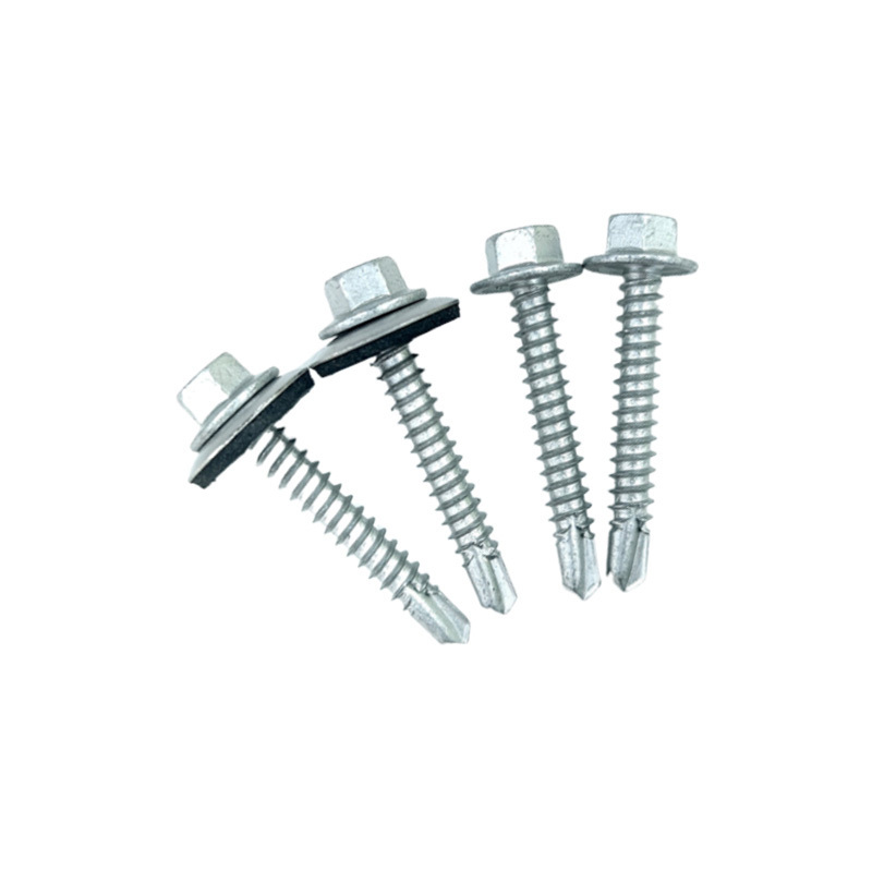 Zinc plated drywall hex head screw self drilling tek 1 with epdm washer