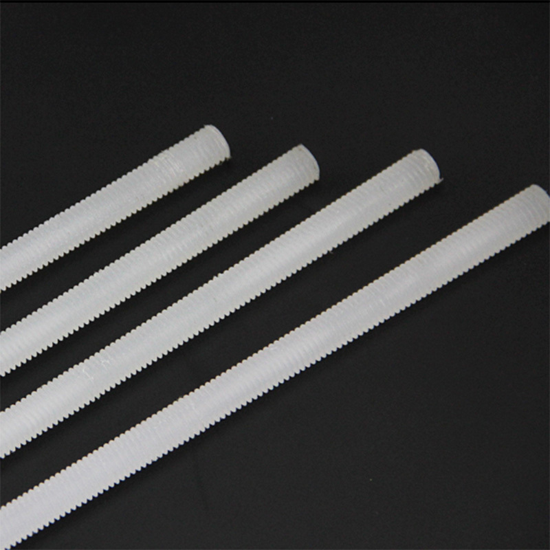 Custom length nylon white caster thread rod