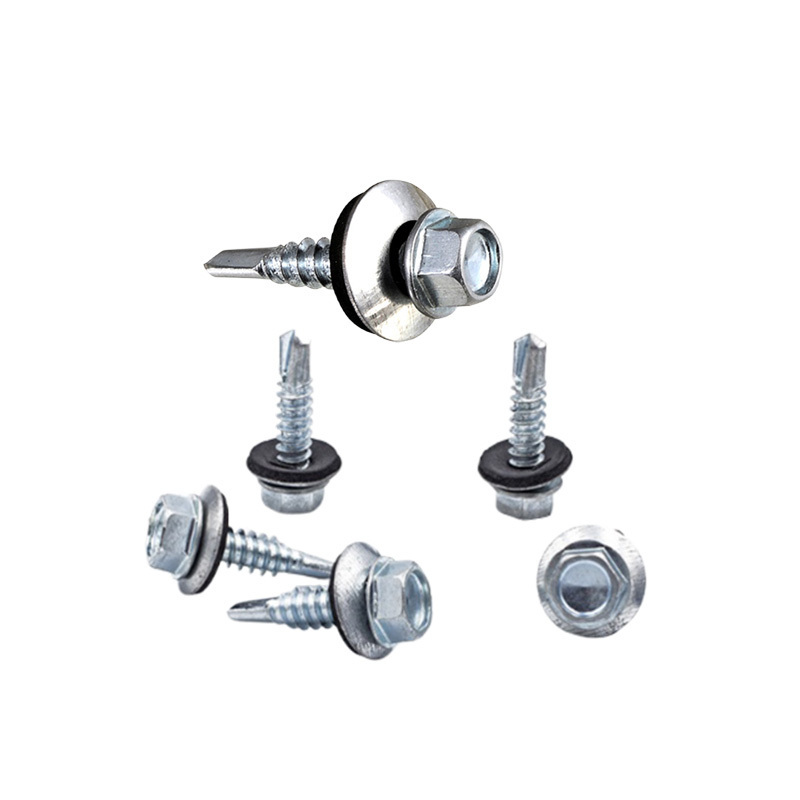 Zinc plated drywall hex head screw self drilling tek 1 with epdm washer