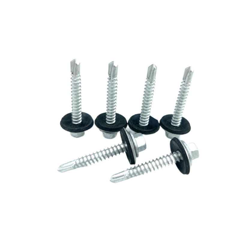 Zinc plated drywall hex head screw self drilling tek 1 with epdm washer