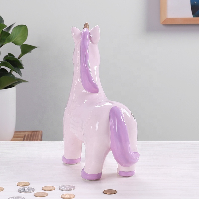 Cute Pink Ceramic Piggy Bank Money Pot Money Jar With Unicorn Shaped For Children Coin Jar Home Decoration