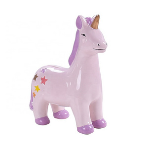 Cute Pink Ceramic Piggy Bank Money Pot Money Jar With Unicorn Shaped For Children Coin Jar Home Decoration