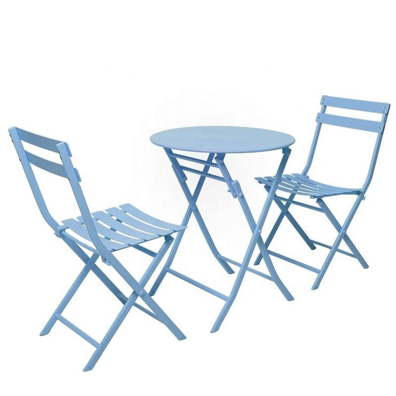 Outdoor Garden Courtyard Premium Steel 3 Pieces Folding Bistro Set Foldable Balcony Table Chairs