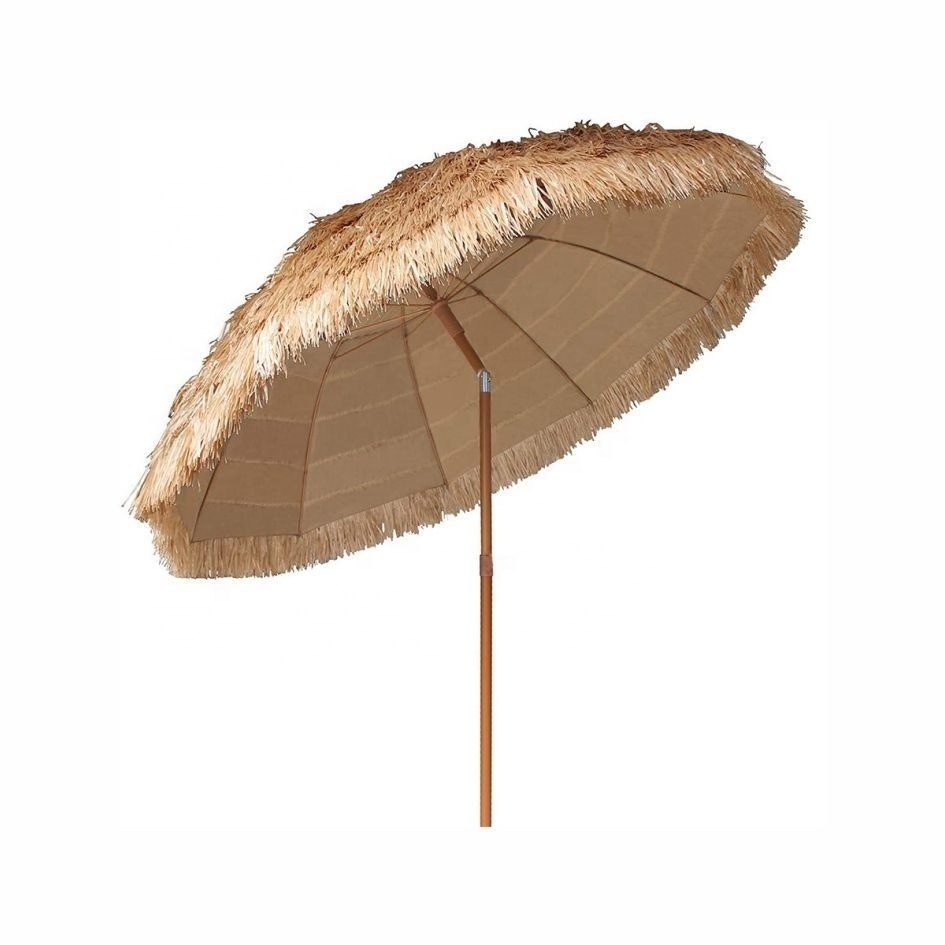 2.5m Decorative Luxury Design PP Straw Weather Proof Garden Parasol Umbrella For Cafe Beach Hotel