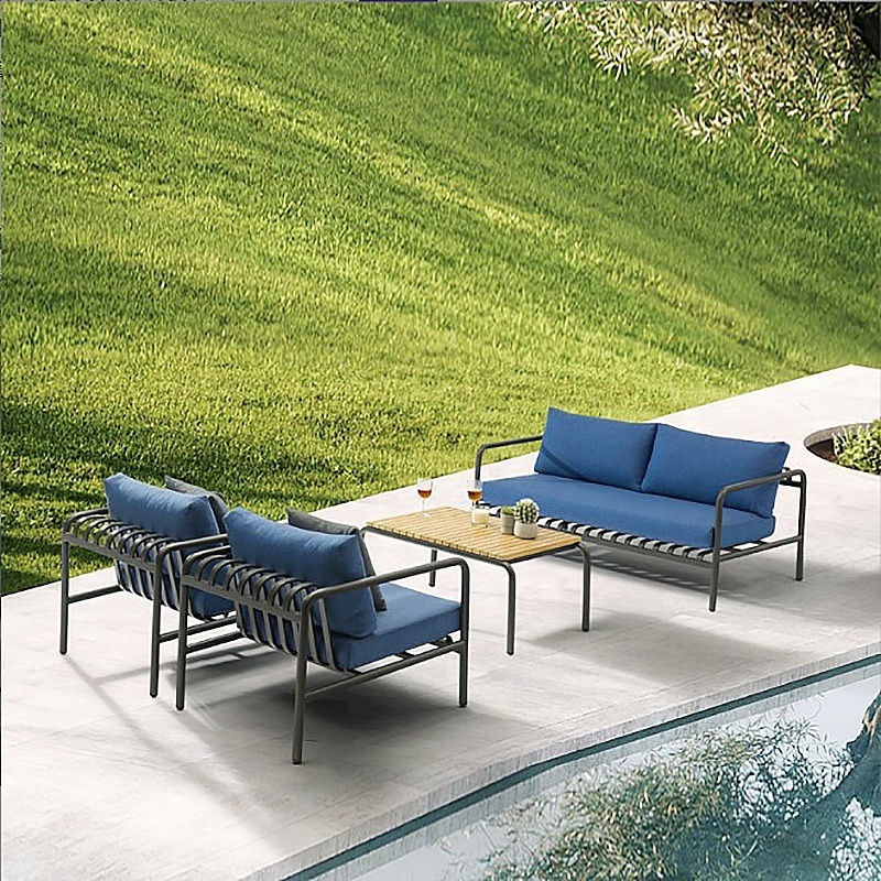 Nordic Minimalism Design Aluminum Made Outdoor Sofa Sectional For Hotel Resort Villa Garden Patio