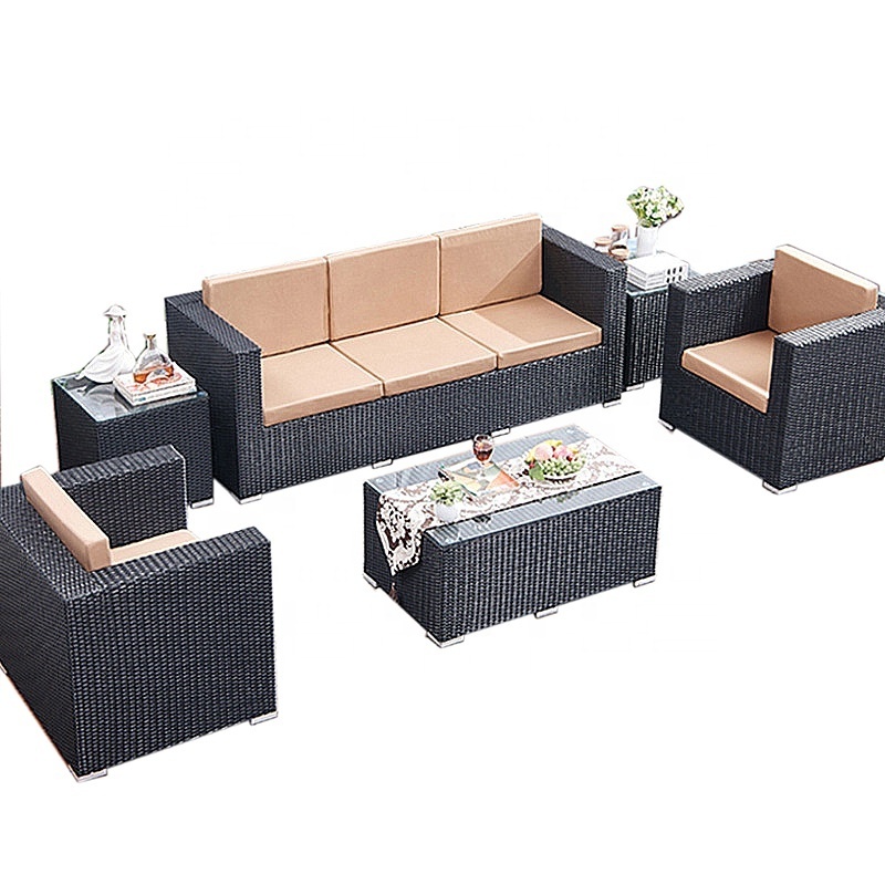 Good Quality Outdoor Hotel Garden Terrace Rattan 6 Pieces Outdoor Furniture Sofa Sets Waterproof