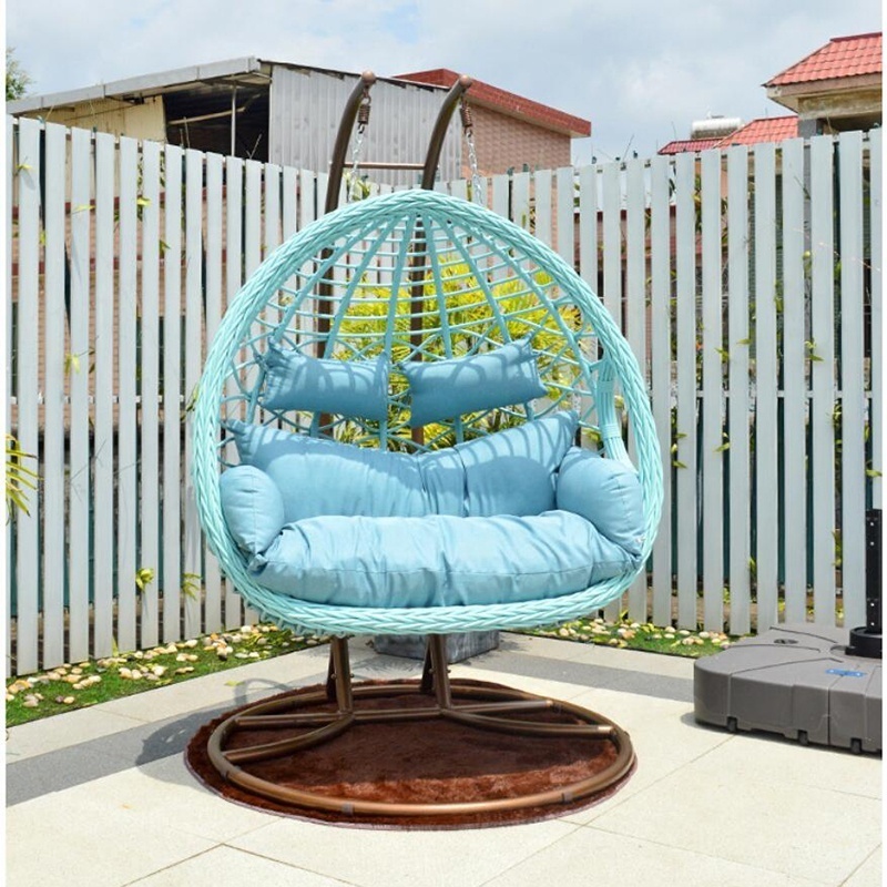 Good Sells Patio Furniture Outdoor Water Proof PE Rattan Double Seat Garden Swings With Side Table