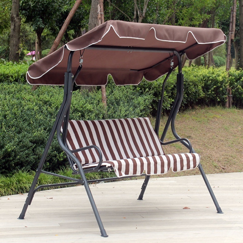 Modern Garden Furniture Outdoor Hotel Aluminum Frame Three Seater Patio Swing Bed With Canopy